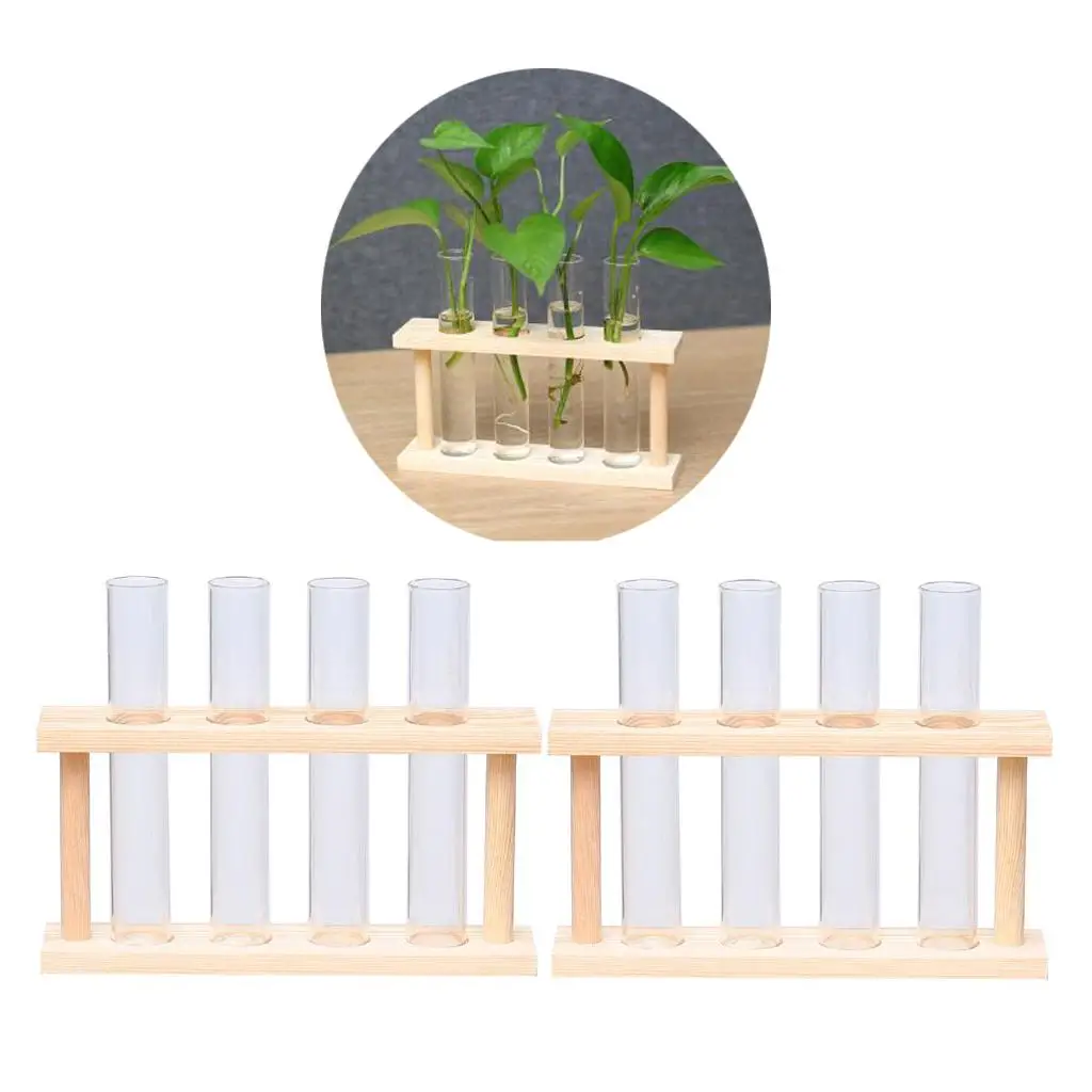 2pcs Crystal Glass Test Tube Plant Terrarium Vase Flower Pots for Plants Home Garden Decoration