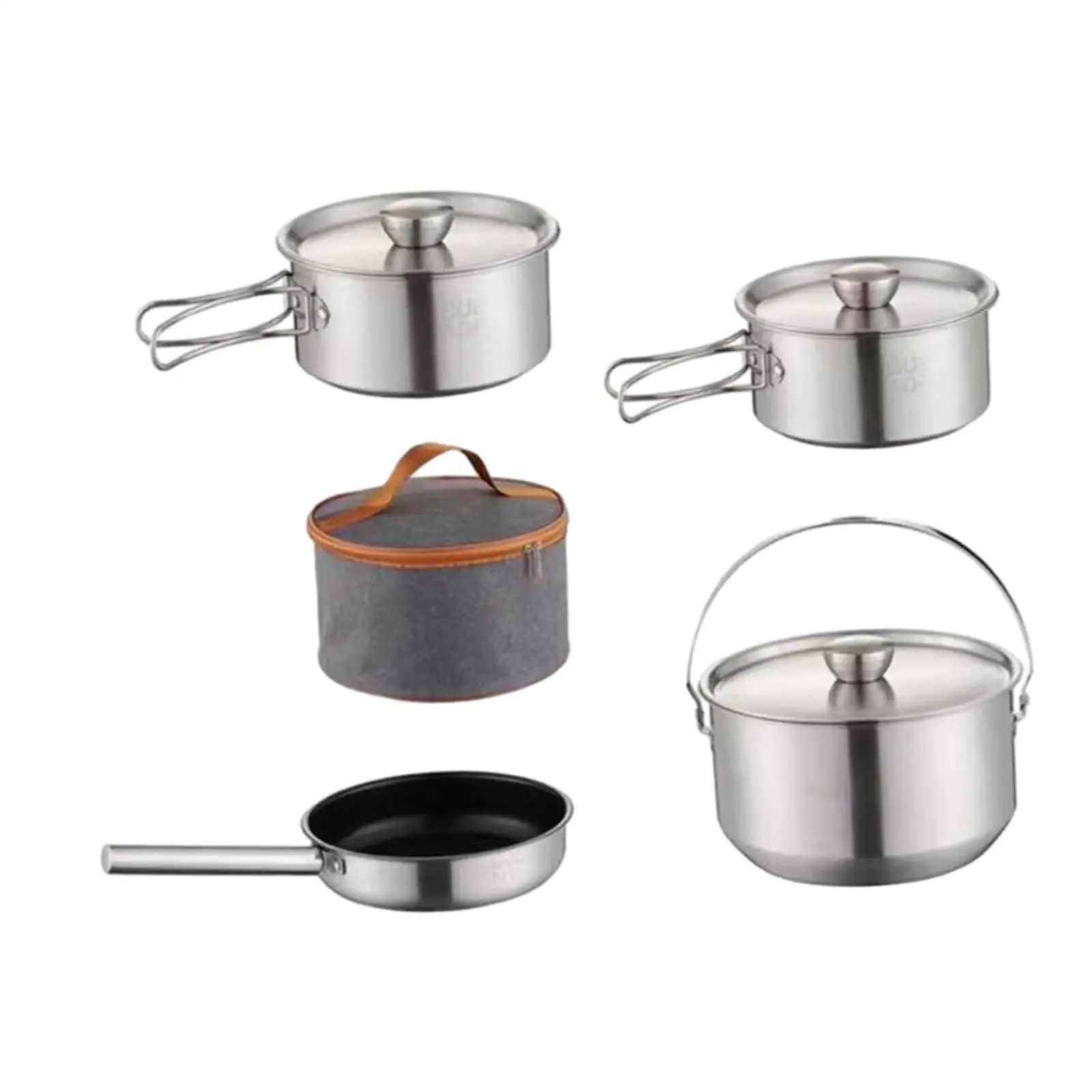 Camping Cookware Kit Hanging Pot Frying Pan Portable with Storage Bag Outdoor Pot for Hiking Dinner Indoors Survival Backpacking