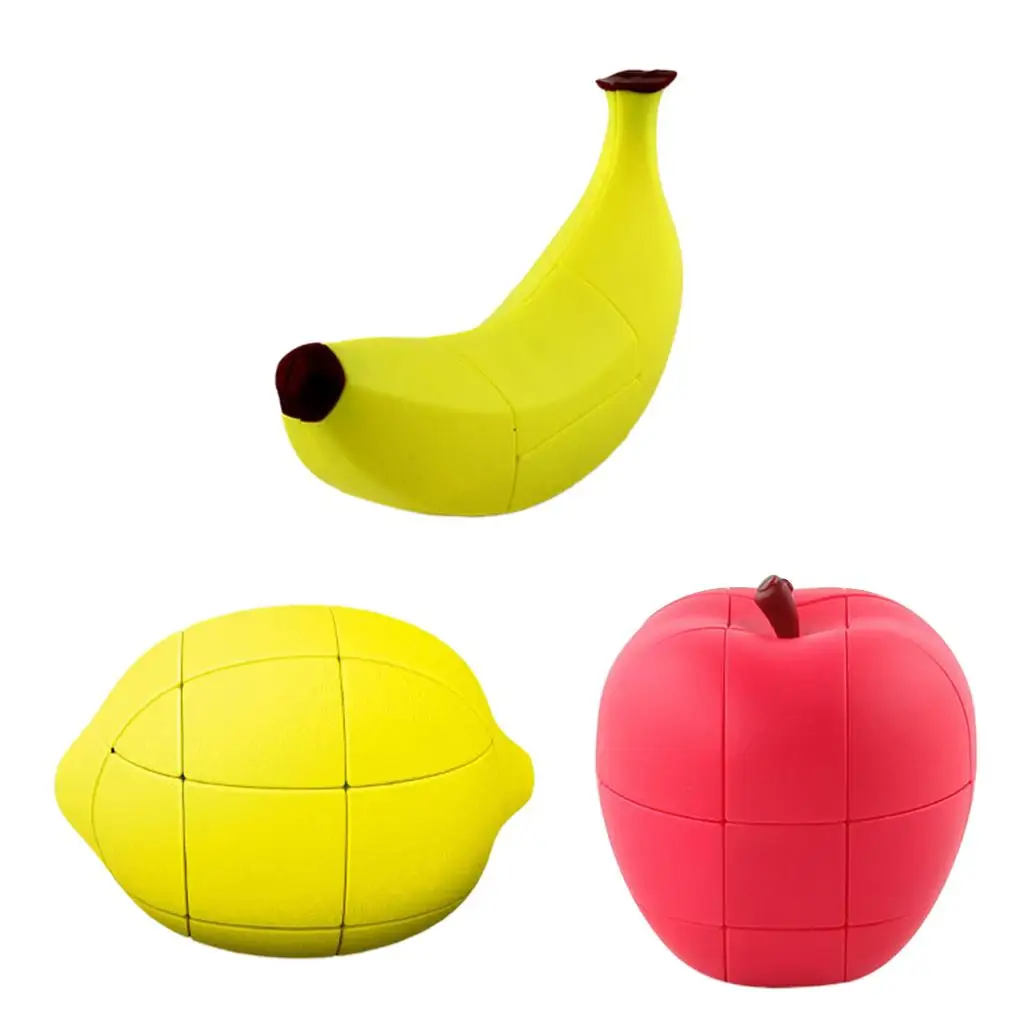 3pcs 3x3x3 2x2x3 Stickerless Apple Banana Lemon  Fruit Shaped Puzzles