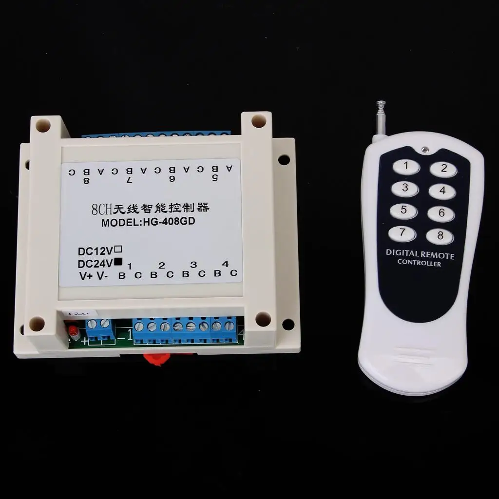 DC24V 8 Channel Relay RF Switch Remote Control + Receiver 315MHz