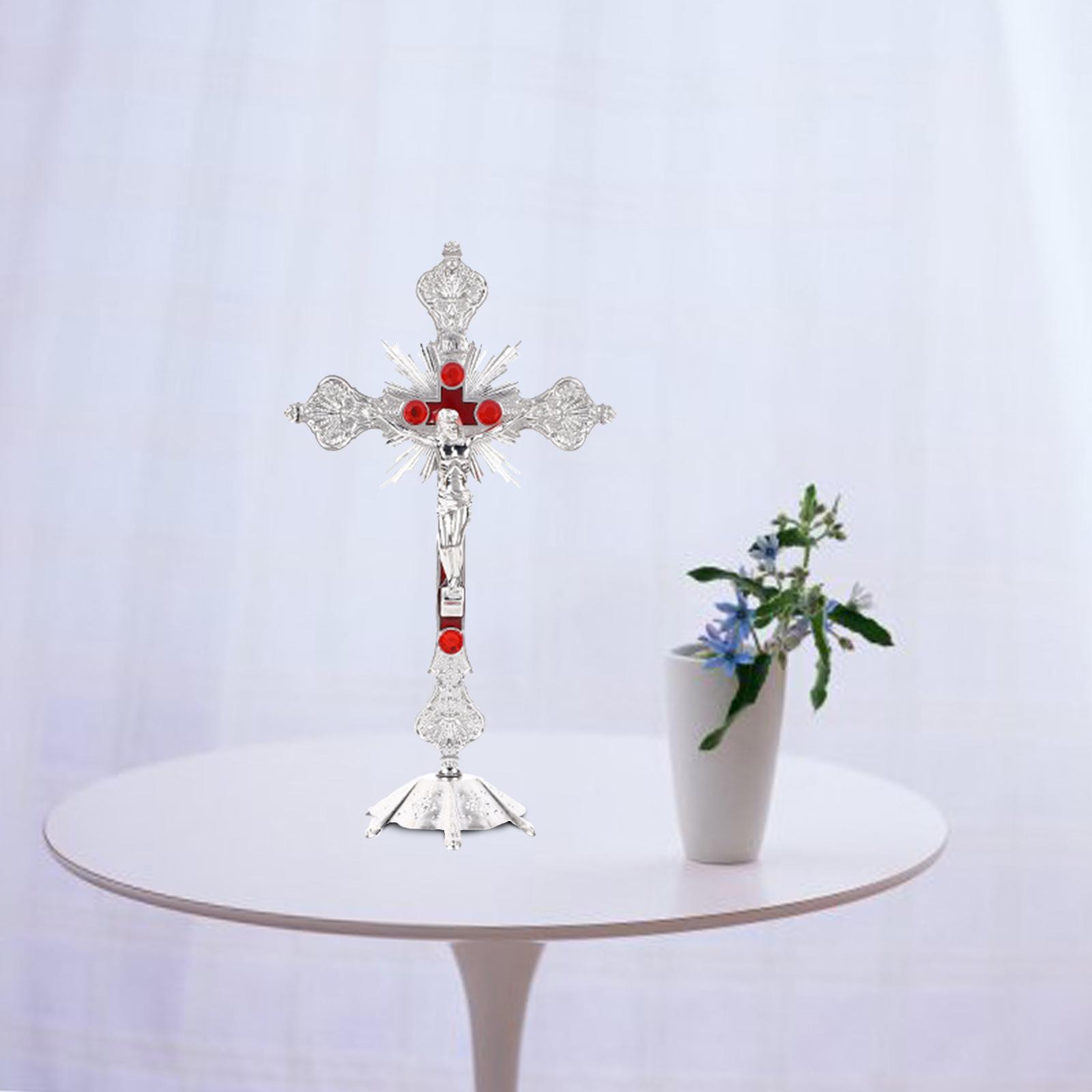 Church Relics Figurines Crucifix Jesus Christ On The Stand Cross Wall Crucifix Antique Home Chapel Decoration Prayer Crosses