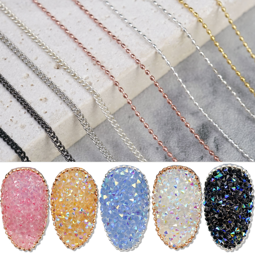 Best of Nail Chain Rose Gold Silver Pixie Stone Beads Decorations Metal Steel Press On Nails Charms Art Jewelry Accessories Manicure Reviews & Tips