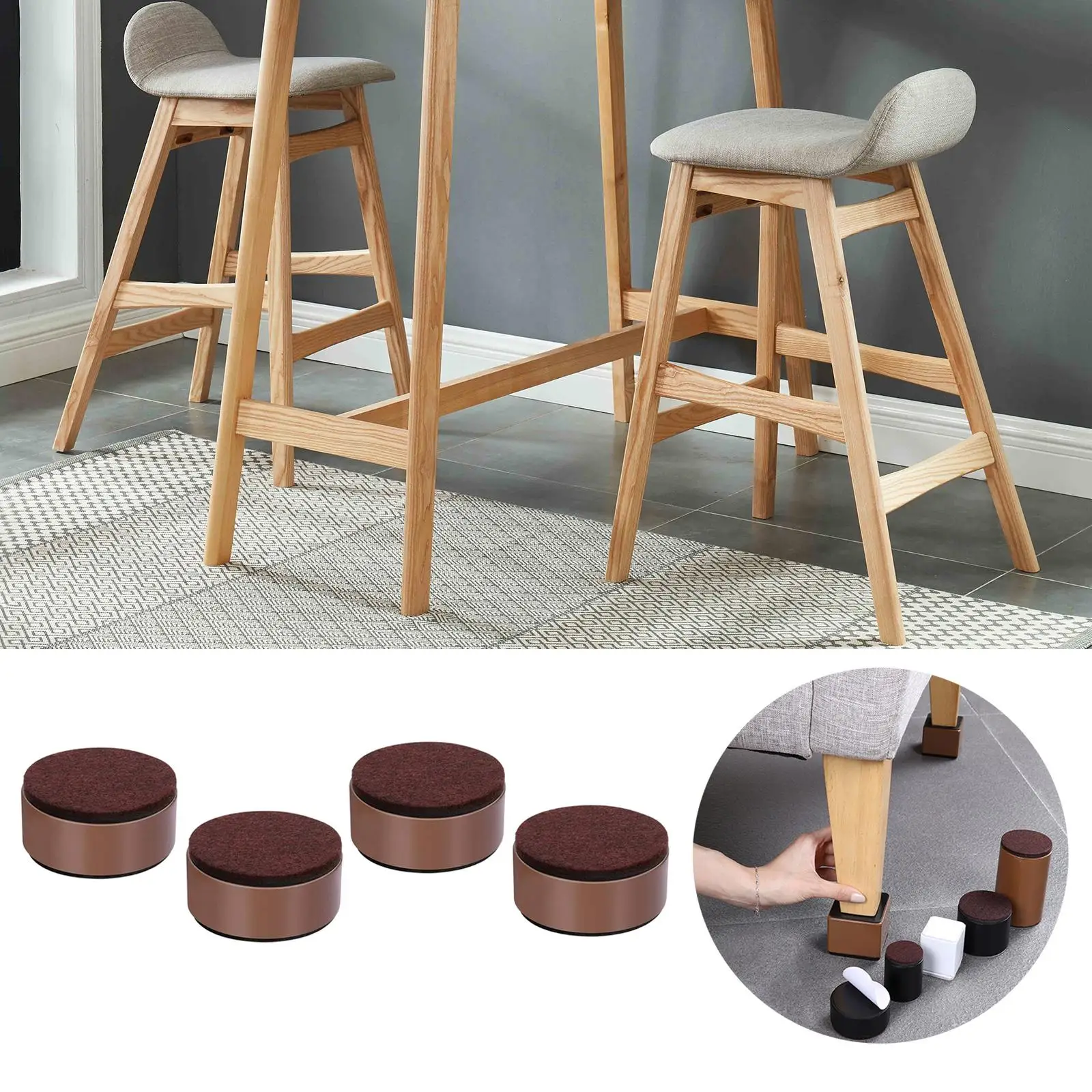 Set of 4 Bed Risers Furniture Lifts Cabinet Sofa Feet Protector Anti Slip Risers