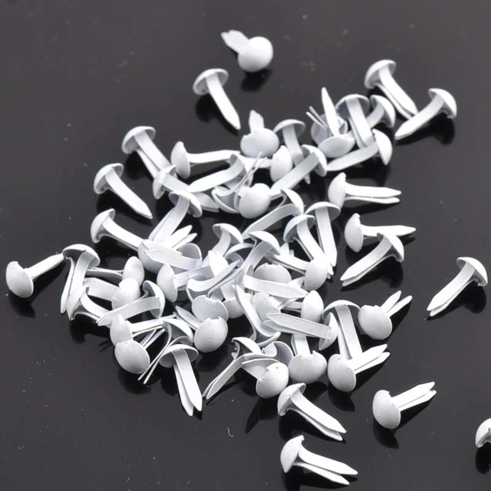 200x Mini Brads Paper Fasteners Metal Handmade White Decorative for Scrapbook Arts Crafts Card Making DIY Projects Accessories