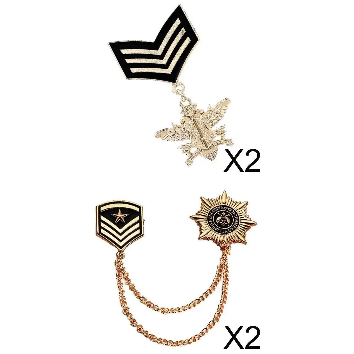 Retro  Brooch  Pin Lapel Pin  with  Decoration + Retro Alloy Chain Brooch with
