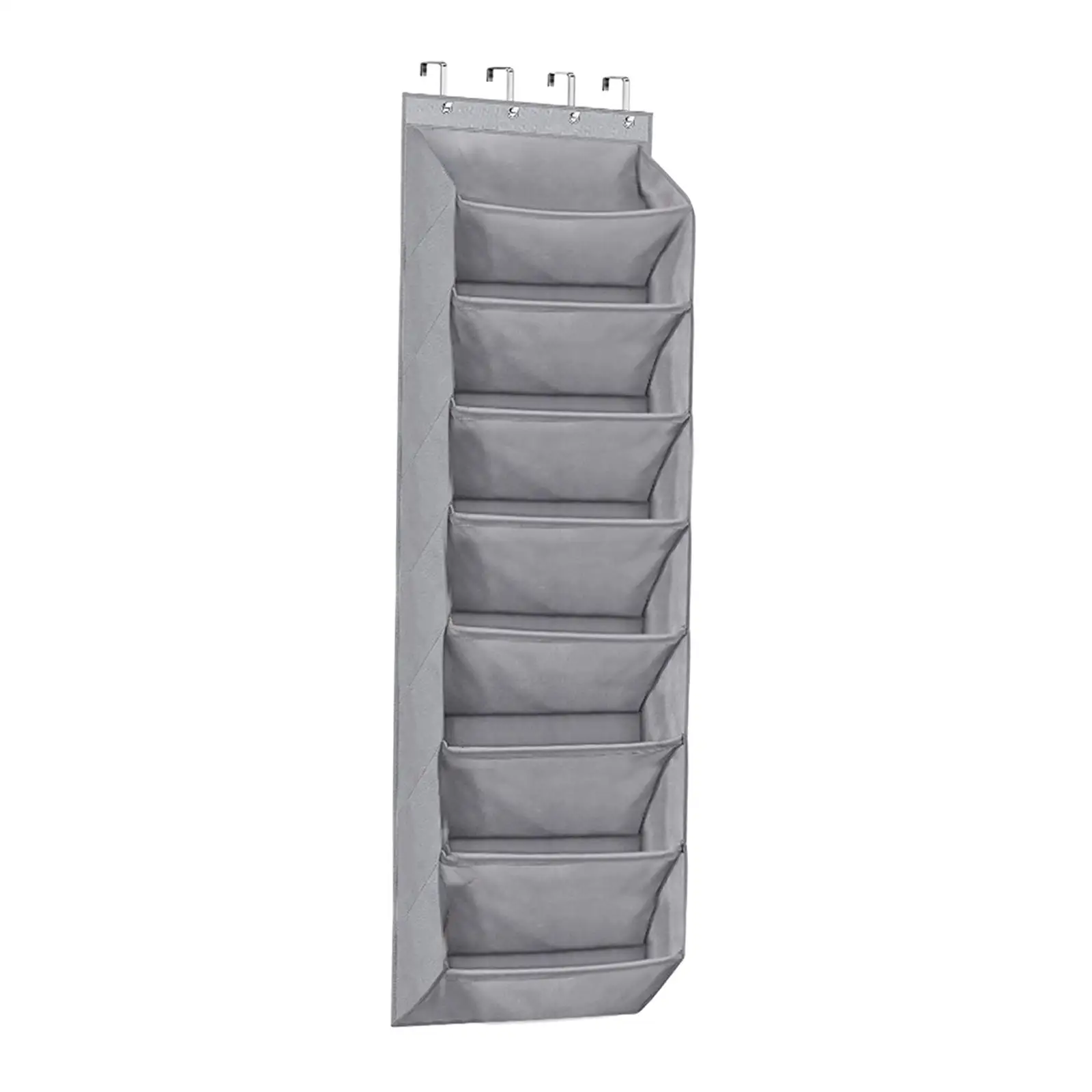 Hanging Storage Bag for Closet Door 8 Tier Foldable Gray Shoe Holder for Narrow Door for Toys Crafts Baby Items Clothing Towels