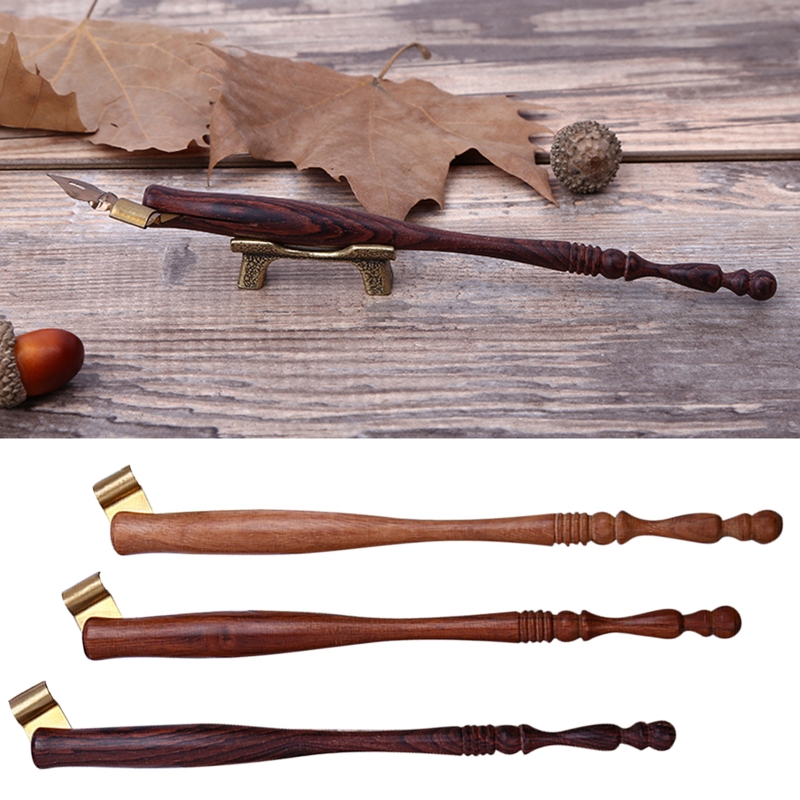 Kalligraphie Dip Stift halter Holz Stift Stange verstellbare Metall flansch Hochzeits feier liefert für Frauen Männer Kalligraphie Geschenke – Detail 1