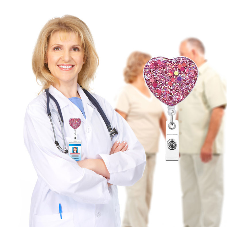 1pc Herz Pull Name id Karte Abzeichen Reel Halter für Krankenschwester Student Versenkbare Abzeichen Halter Ausstellung Brust Büro karte – Detail 7
