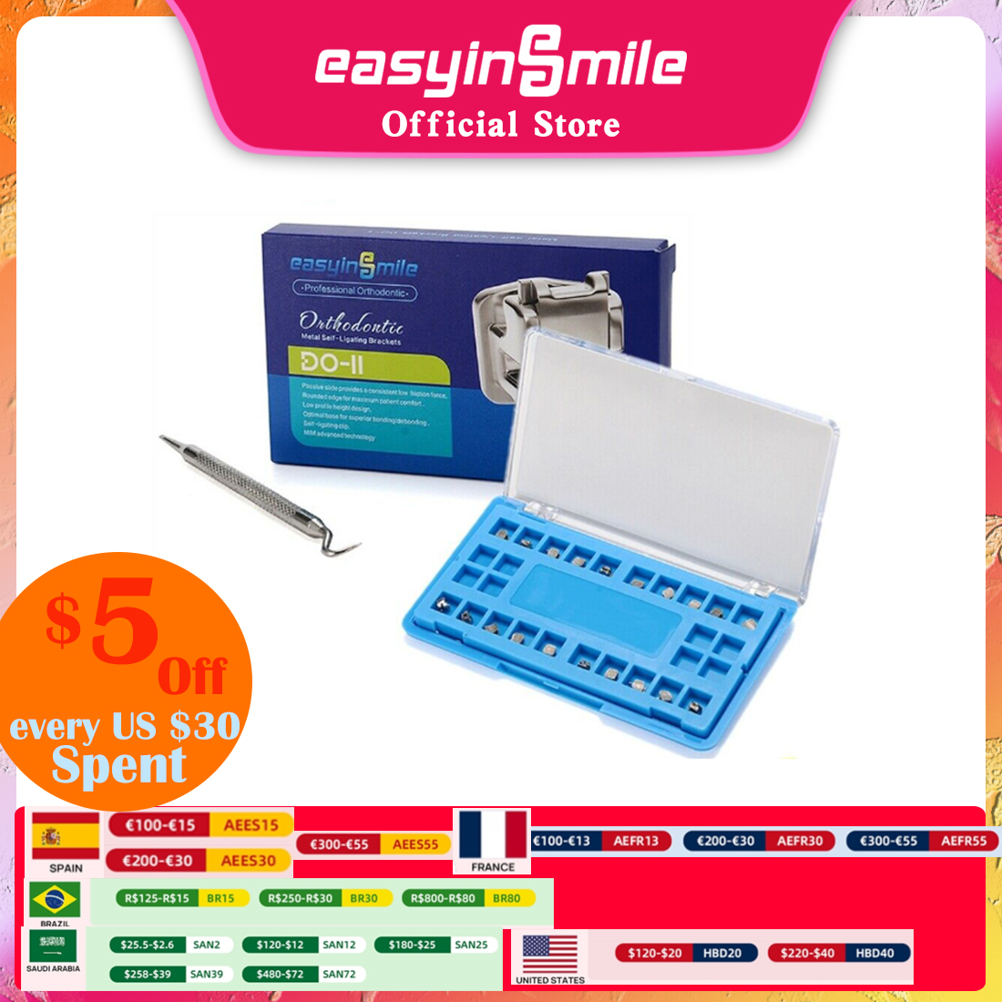 Best of Easyinsmile Dental Material For Metal Self Ligating Roth / MBT 345 022 Orhto Bracket Mini Braces Newest Type High Quality Reviews & Tips