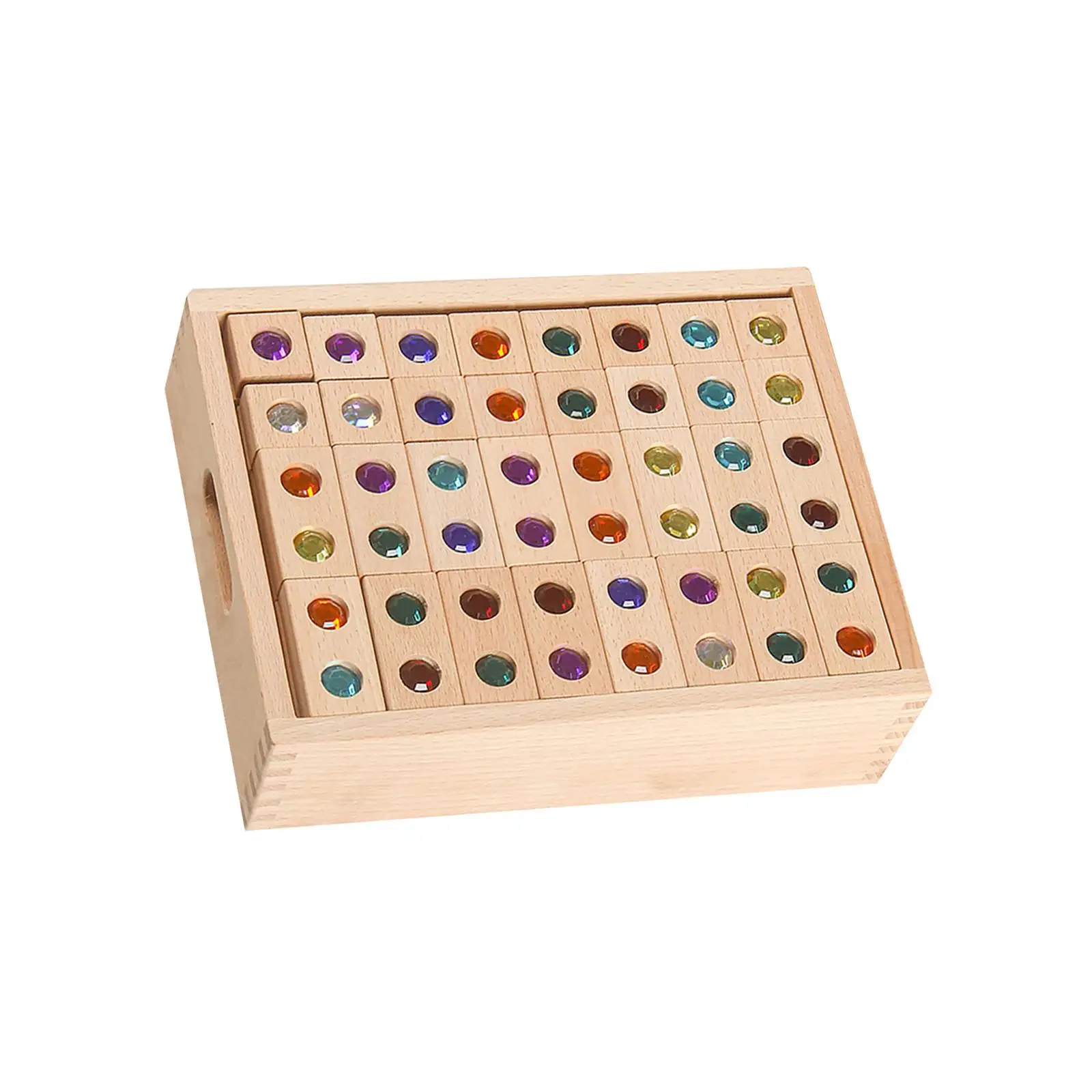 128x Rainbow Stacking Montessori Toys Wooden Building Blocks Rainbow Blocks for Toddlers Kids Preschool Girls Boys Baby