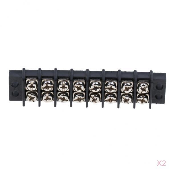 2x Dual Row 450V 30A 8 Positions Terminal Strip Blocks Bus Bar 