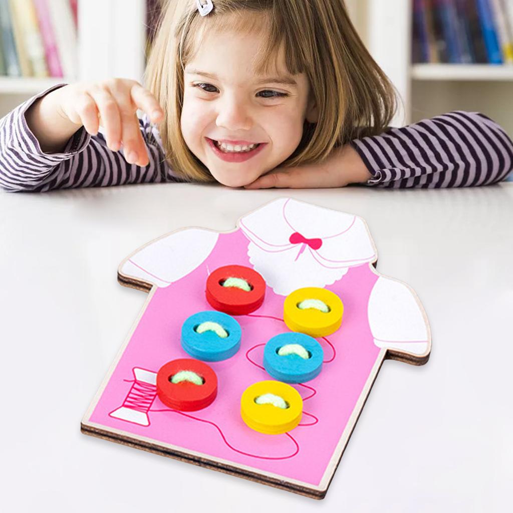Wooden Educational Toys Teaching Aids Threading Toys for Girls Boys Early Education Gifts Play House Learning Basic Life Skills