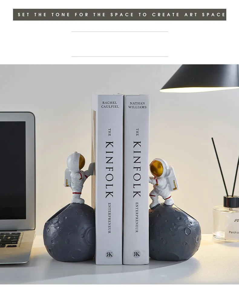 Home Decor Creative Astornaut Book End Ornament Nordic Style Living Room Study Bookshelf Decoration Accessories Space Man Statue