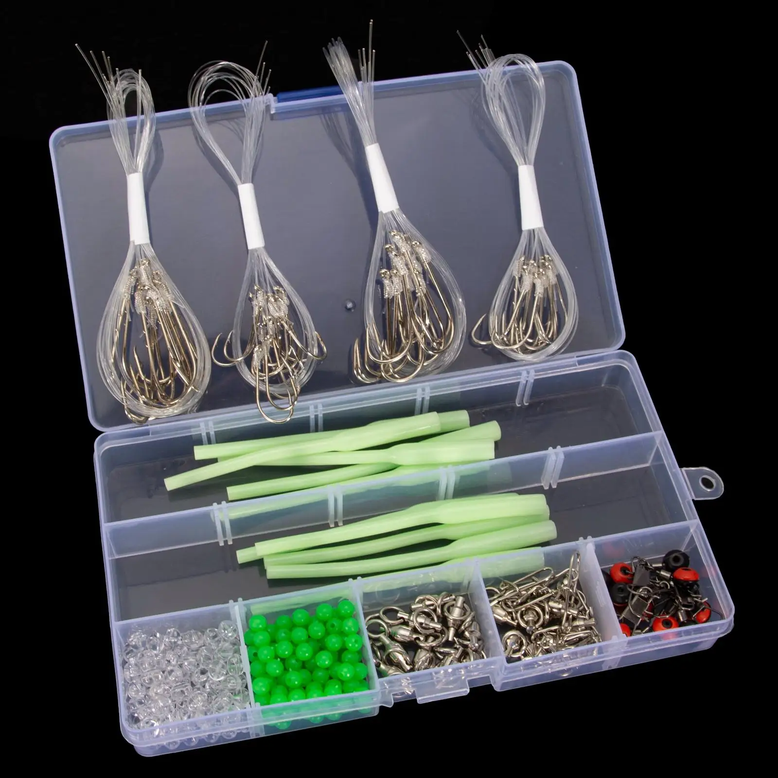 289x Fishing Tackle Box Storage Case Hooks Bearing Swivel Tool Beads Fishing Accessories for Boat Fishing Freshwater Saltwater