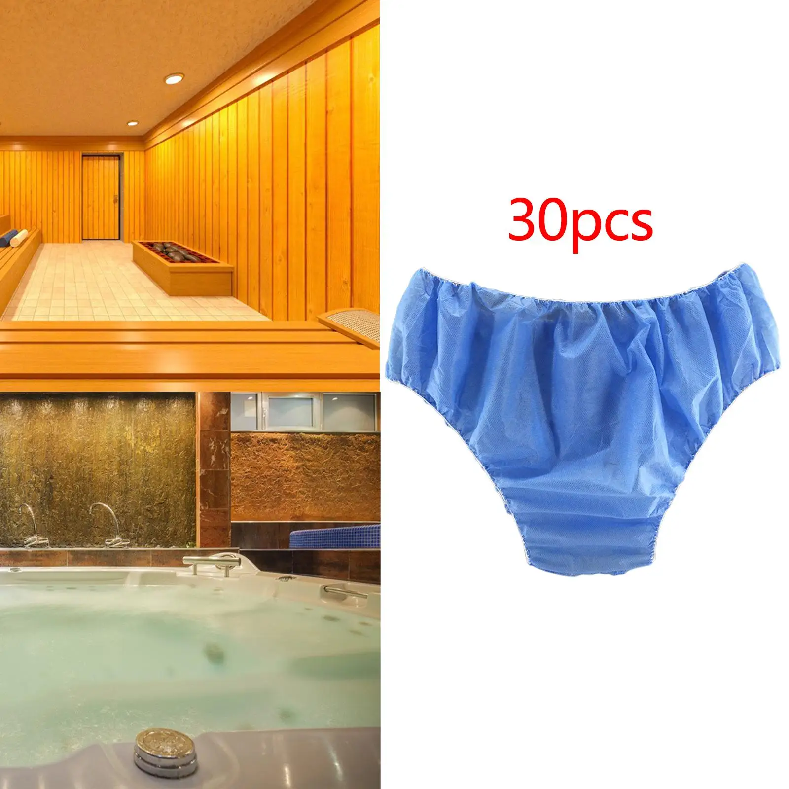 30x Disposable Panties Hygienic Soft Non Woven Fabrics Bikini Panties Underwear for SPA Bathroom Supplies Travel Women & Men