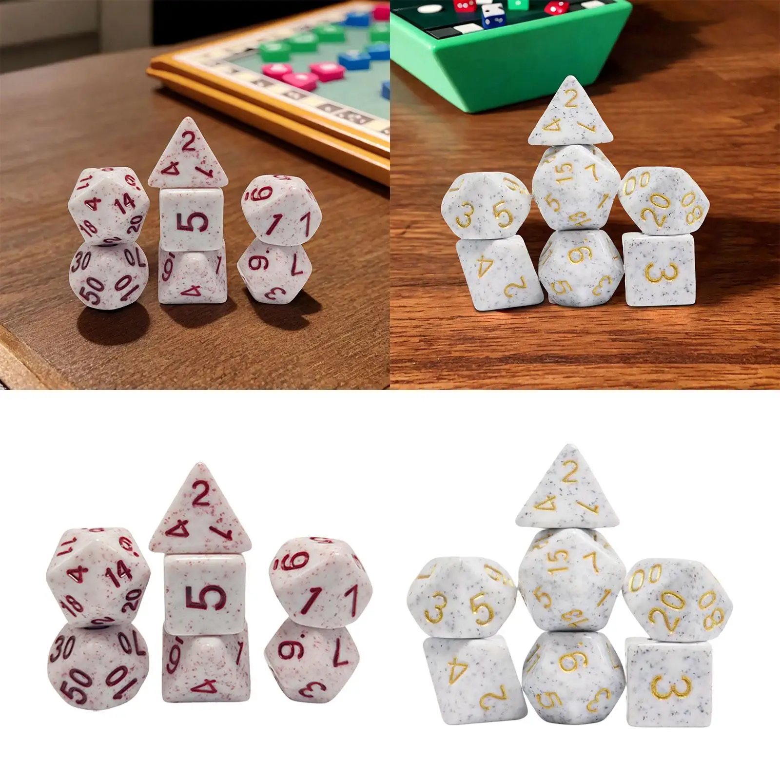 7Pcs Multi Sided Game Dices Acrylic Math Teaching Toys Party Favors Dice Set for Bar Party KTV Board Game Role Playing Game
