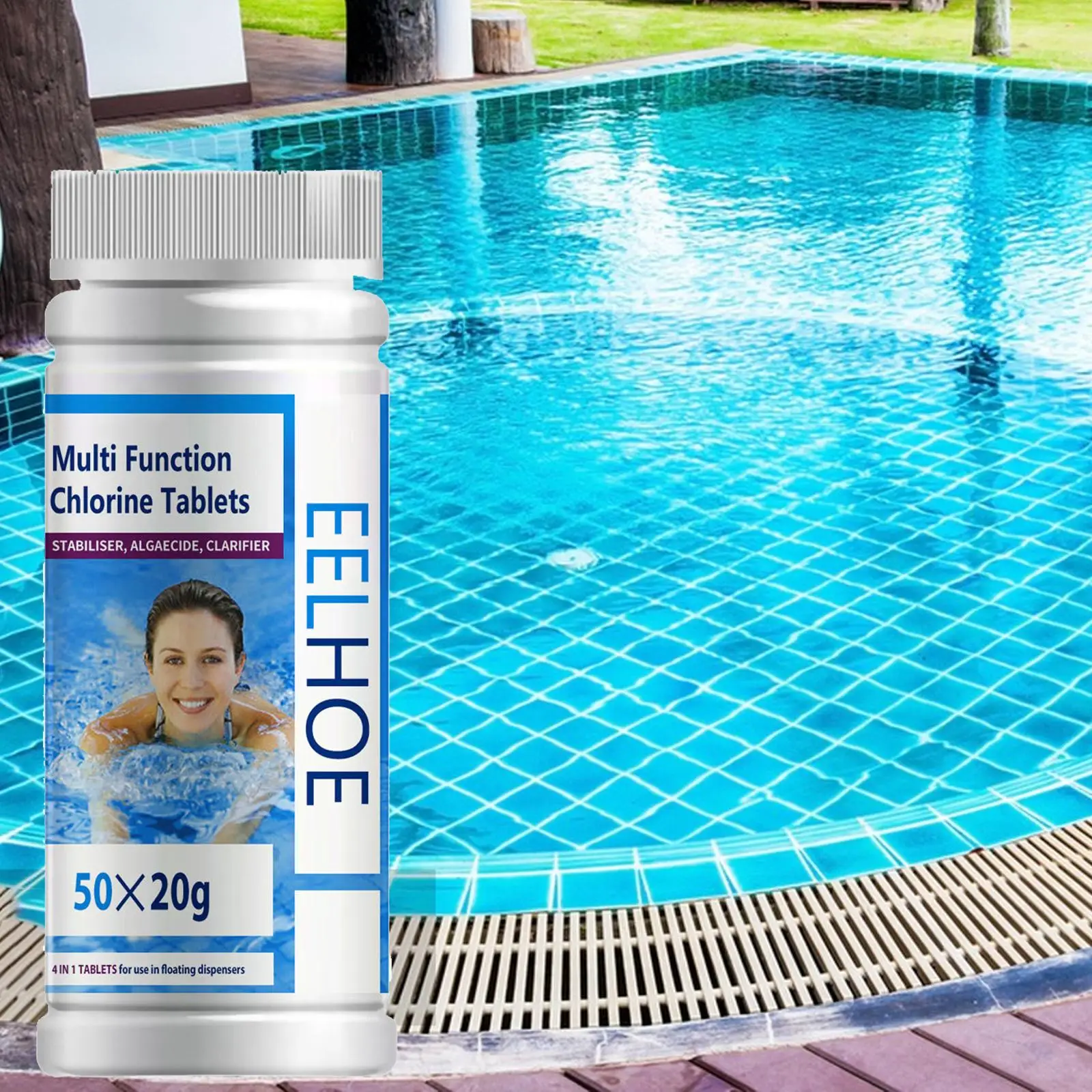 Chlorine Tabs Pool Cleaning Tablet Durable Multifunction Instant Disinfection for Fish Pond Fountains Tub SPA Swimming Pool