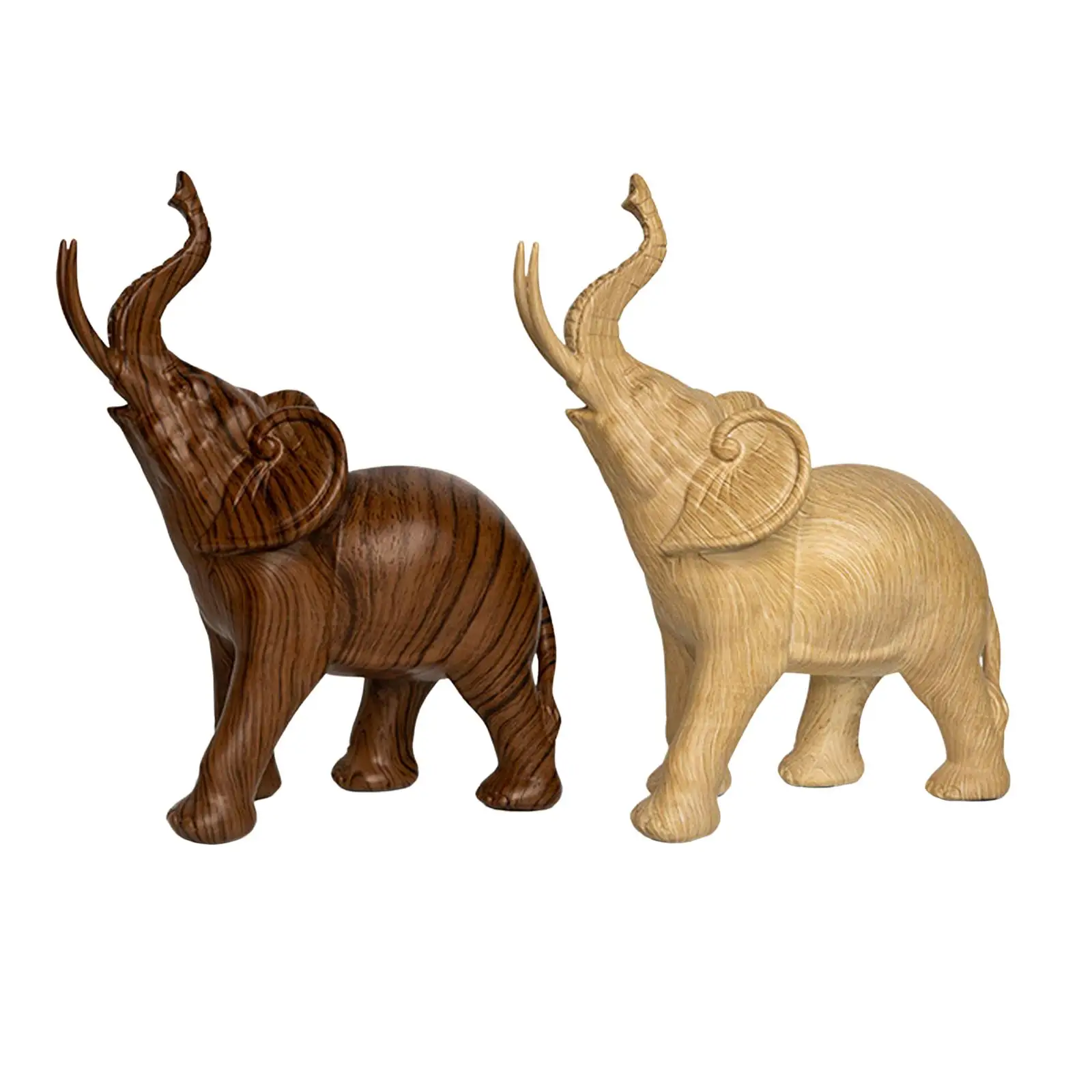 Rustic Elephant Statues Sculptures Ornament Desktop Table Centerpiece Resin Figurines for Sill Office Home Living Room Bedroom