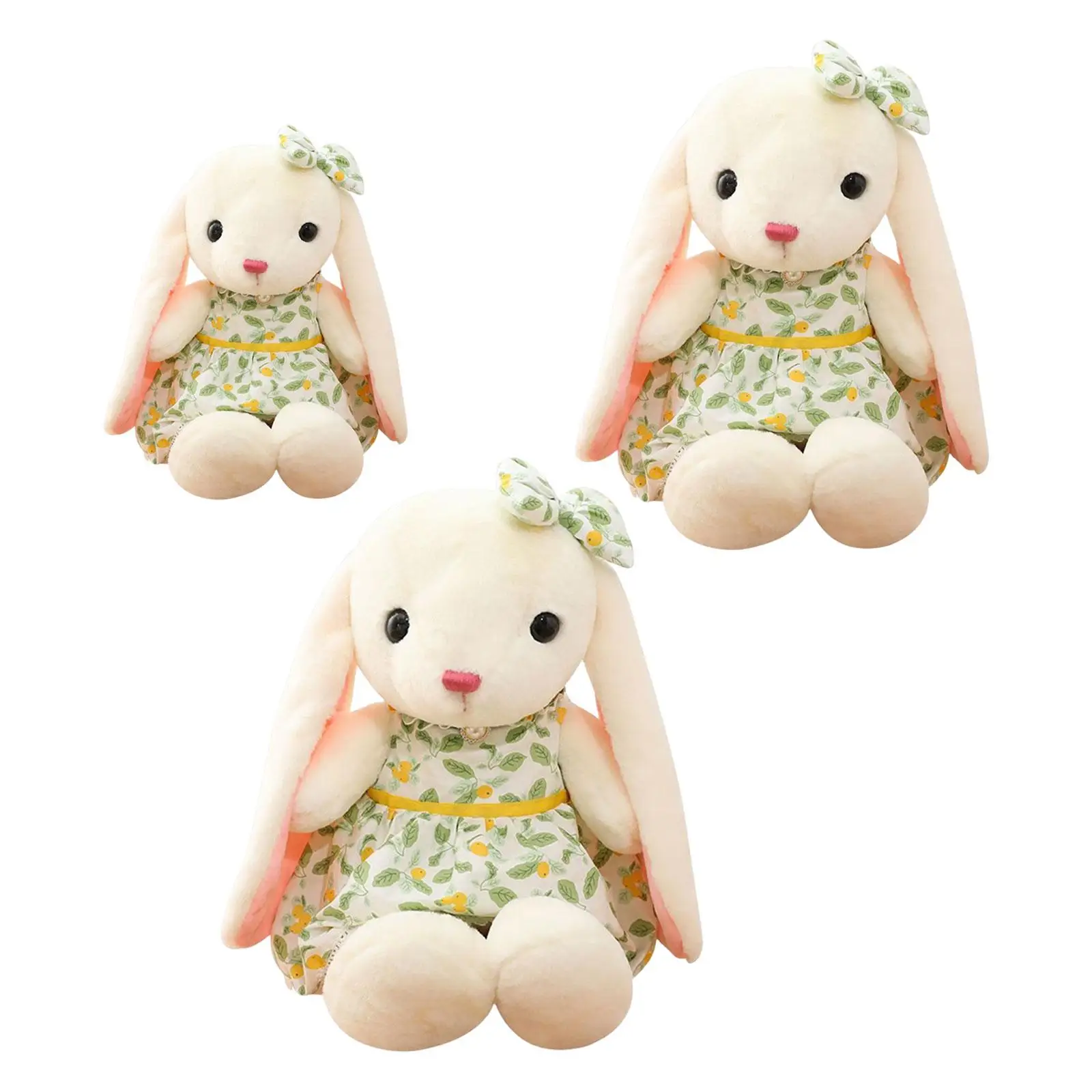 plush Toy Long Ears Bunny Comforting Doll Washable for Valentine`S Day