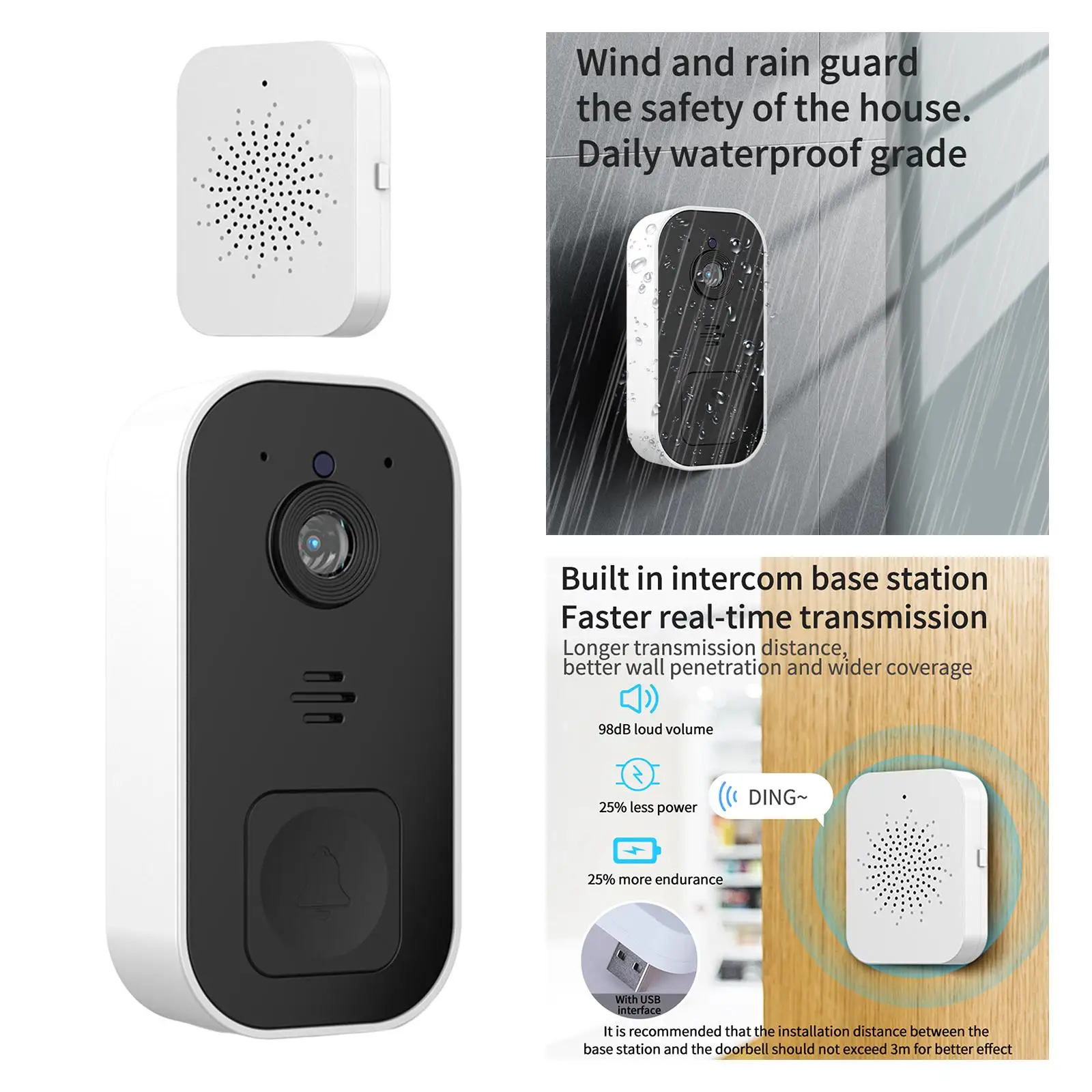 Smart Wireless  Camera Video Camera Multi Account Sharing Door Bell WiFi Variable Sound Night  Storage