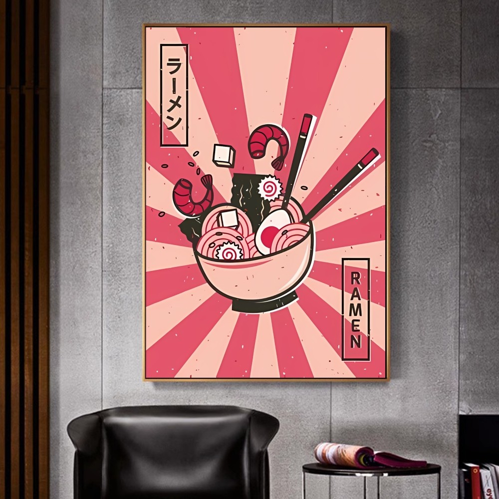 Japanese Ramen Painting Animal Cat Cartoon Classic Movie Posters Fancy Wall Sticker for Room Bar Decoration Room Wall Decor