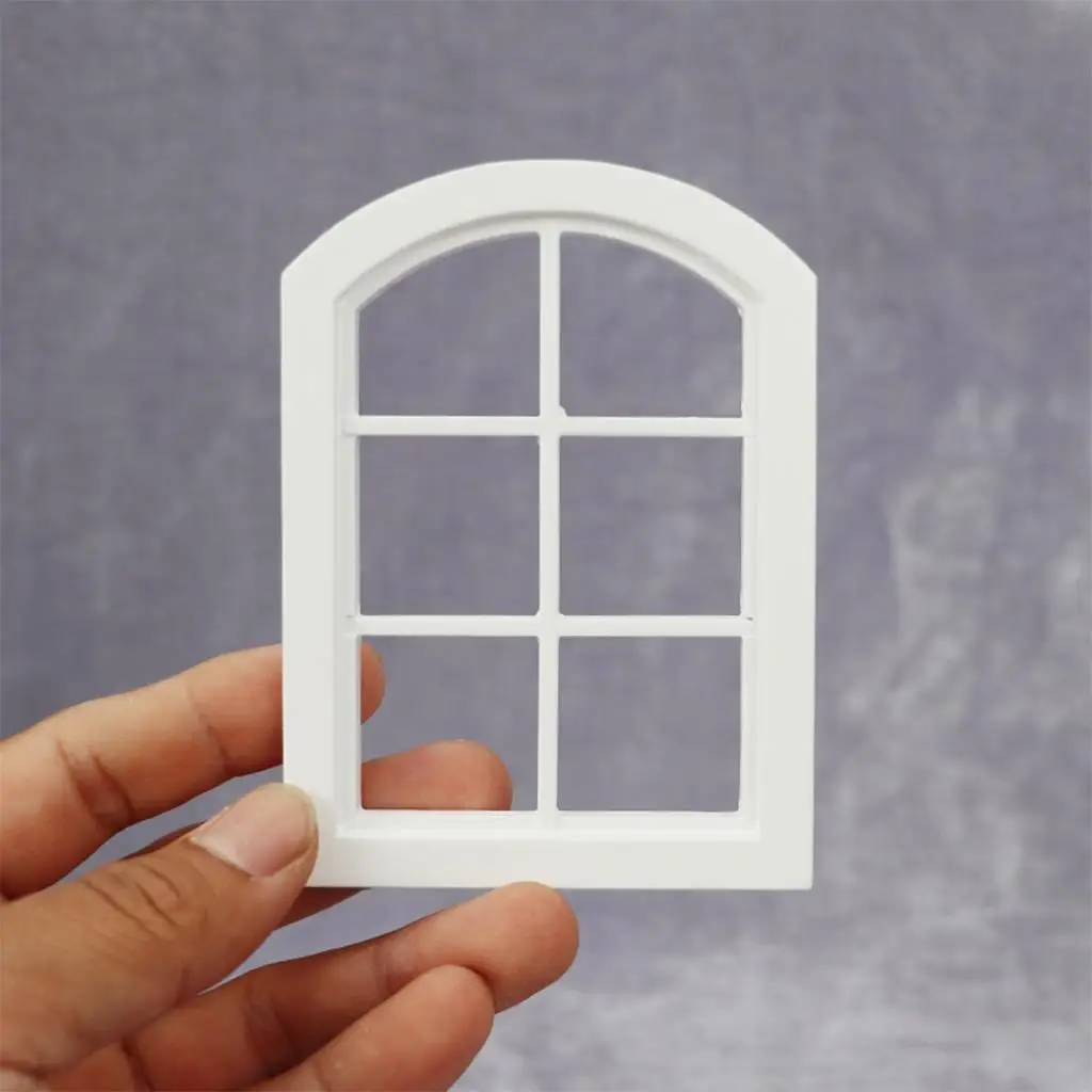 White Arch Mini Wooden Miniature Dollhouse Window 6 Pane Furniture Craft DIY