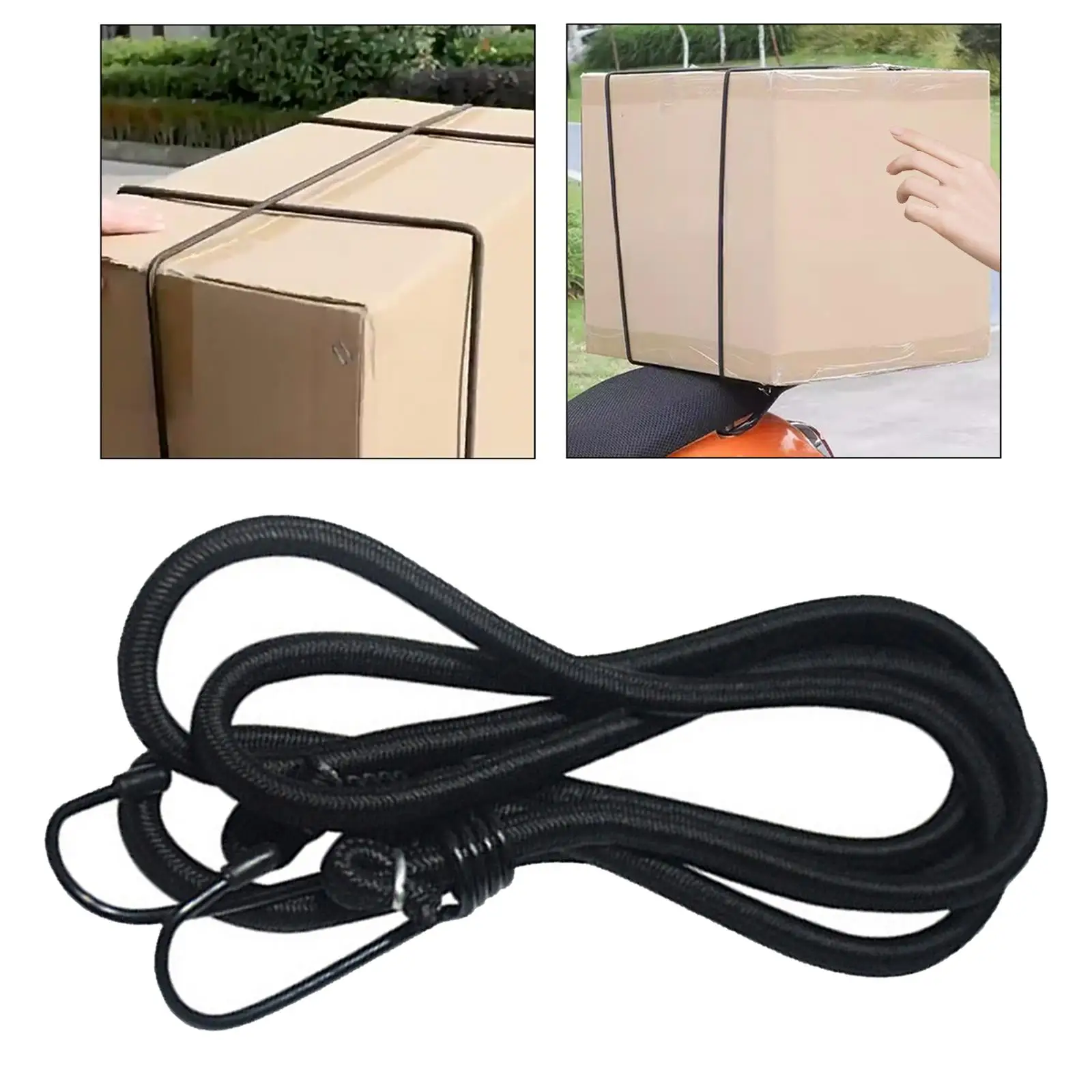 Bungee Cord Strong Elasticity 1.5M Long Convenient to Carry Easy to Install Tie Downs Straps with Hooks for Back Seat Tent Bike