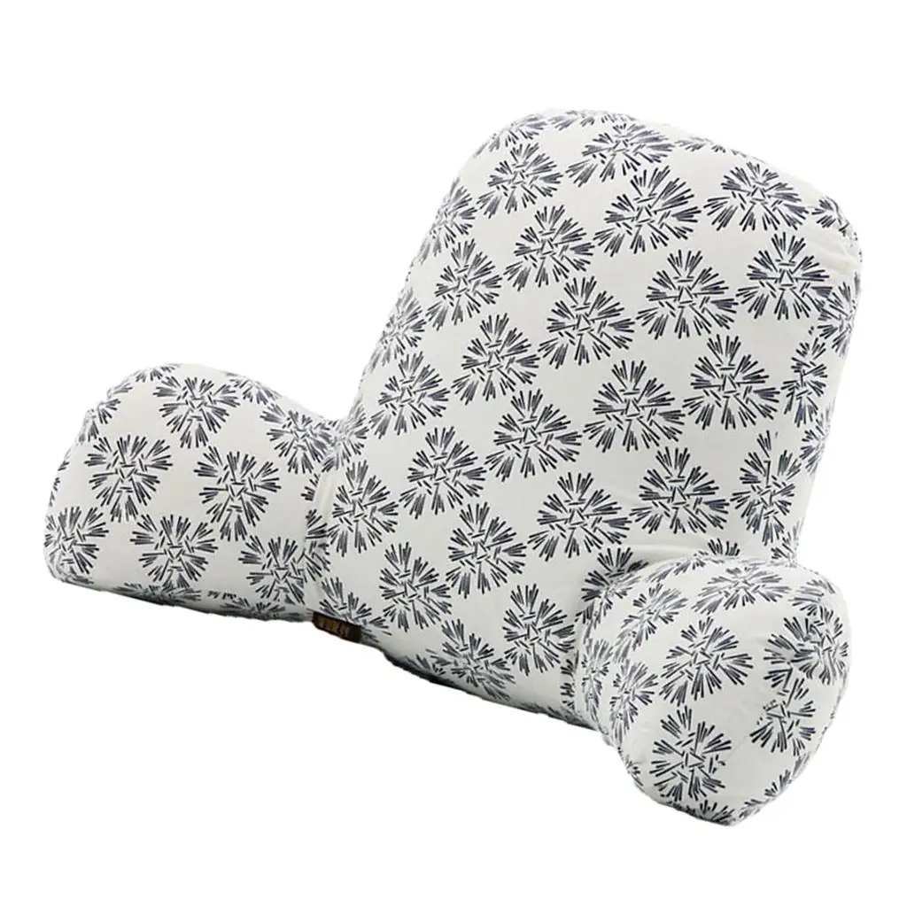Comfortable Reading Pillow Bedrest Cushion for Sofa Bed Car with Feather Velvet Fills and Zippered Cover