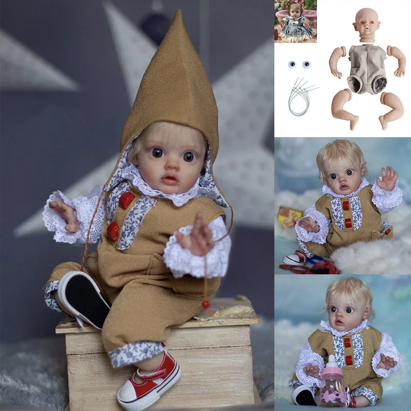 12Inch Mini Reborn Kit Elf FLO Unfinished Vinyl Kit Unpainted DIY Blank Reborn Baby Doll Parts with Cloth Body