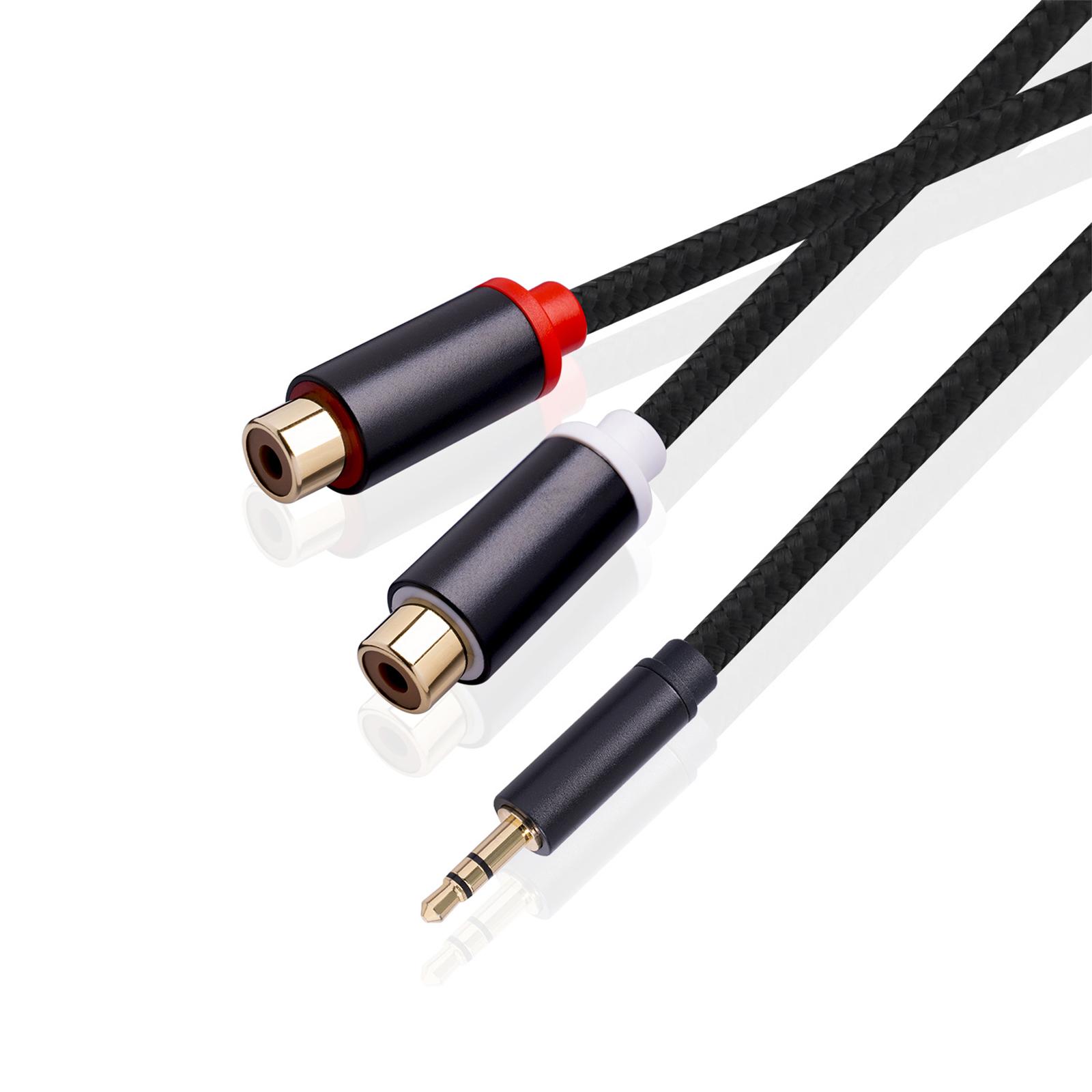 12 inch Stereo Audio Cable Plug and Play Aluminum Foil Braided Gold Plated Y Splitter Connector Jack Cord for Home Theater MP3
