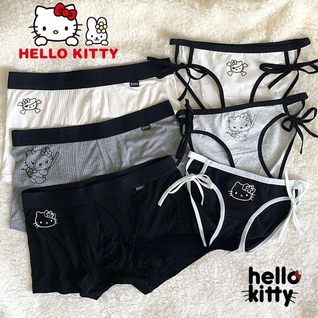 3Pcs Couple Panties Sanrios Hello Kitty Kawaii Anime Shorts Underwear Men  and Women Japanese Style Cotton Comfortable Breathable - AliExpress