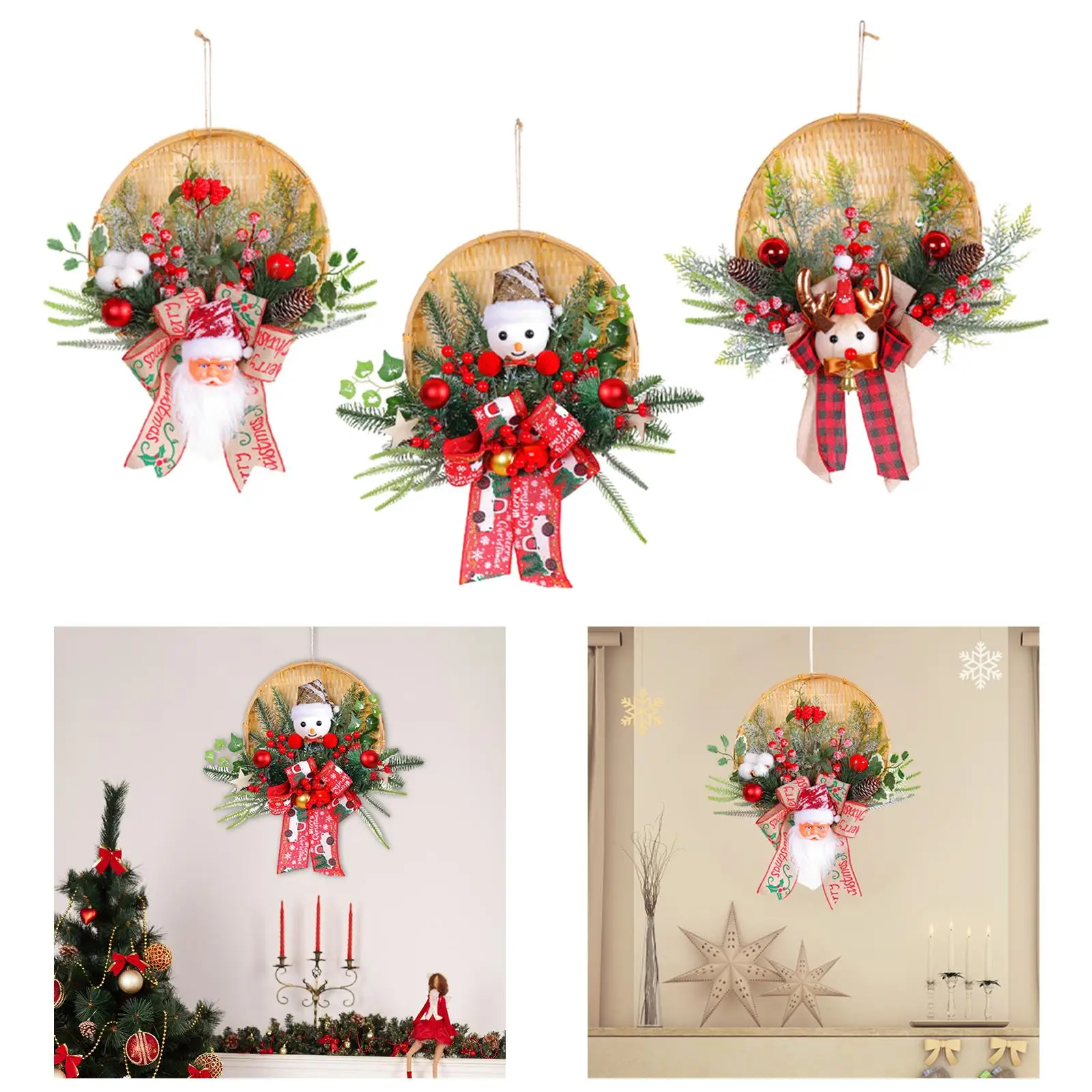 Hanging Door Garland Christmas Garland Christmas Wreath Christmas Decoration for Home Porch Window Living Room Decoration