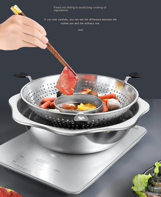 Stainless Steel Gas Induction Cooker Hot Pot Golden Dragon Head Mandarin  Duck Hotpot Round Divider Chafing