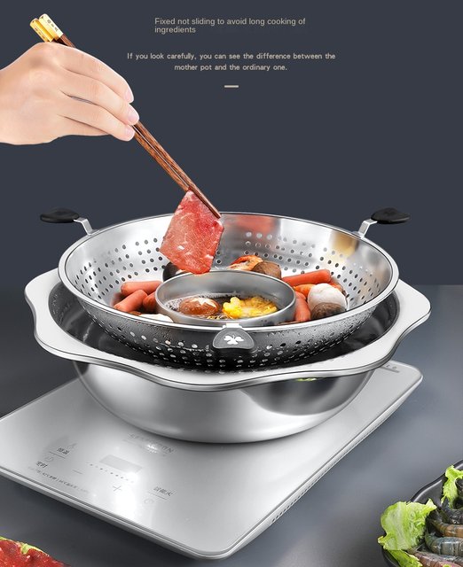 Stainless Steel Gas Induction Cooker Hot Pot Golden Dragon Head Mandarin  Duck Hotpot Round Divider Chafing Dish Cooking Cookware