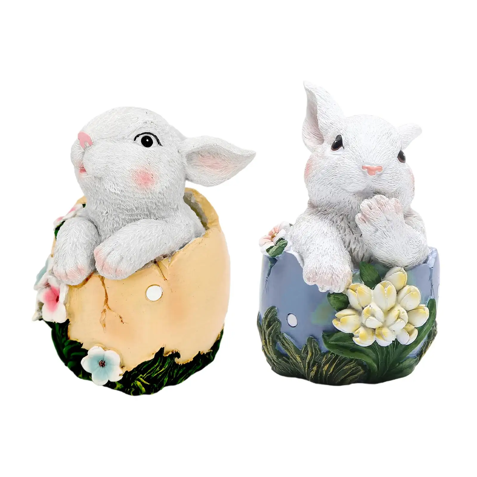 Lovely Easter Bunny Egg Figurines Rabbit Statue Animal Model Resin Art Crafts for TV Cabinet Party Tabletop Garden Ornament