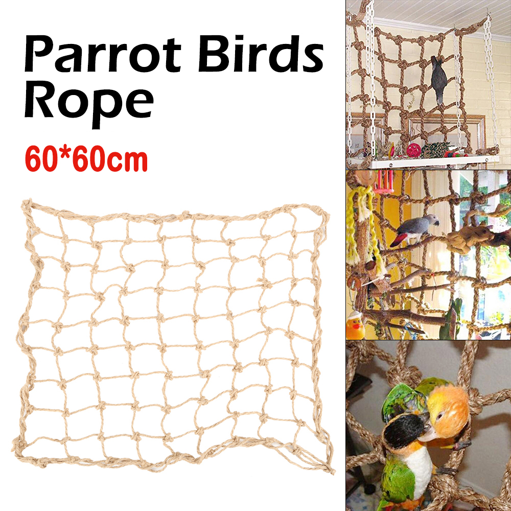 Title 1, Birds Swing Ladder Toys Hemp Rope Net Pet Parro...