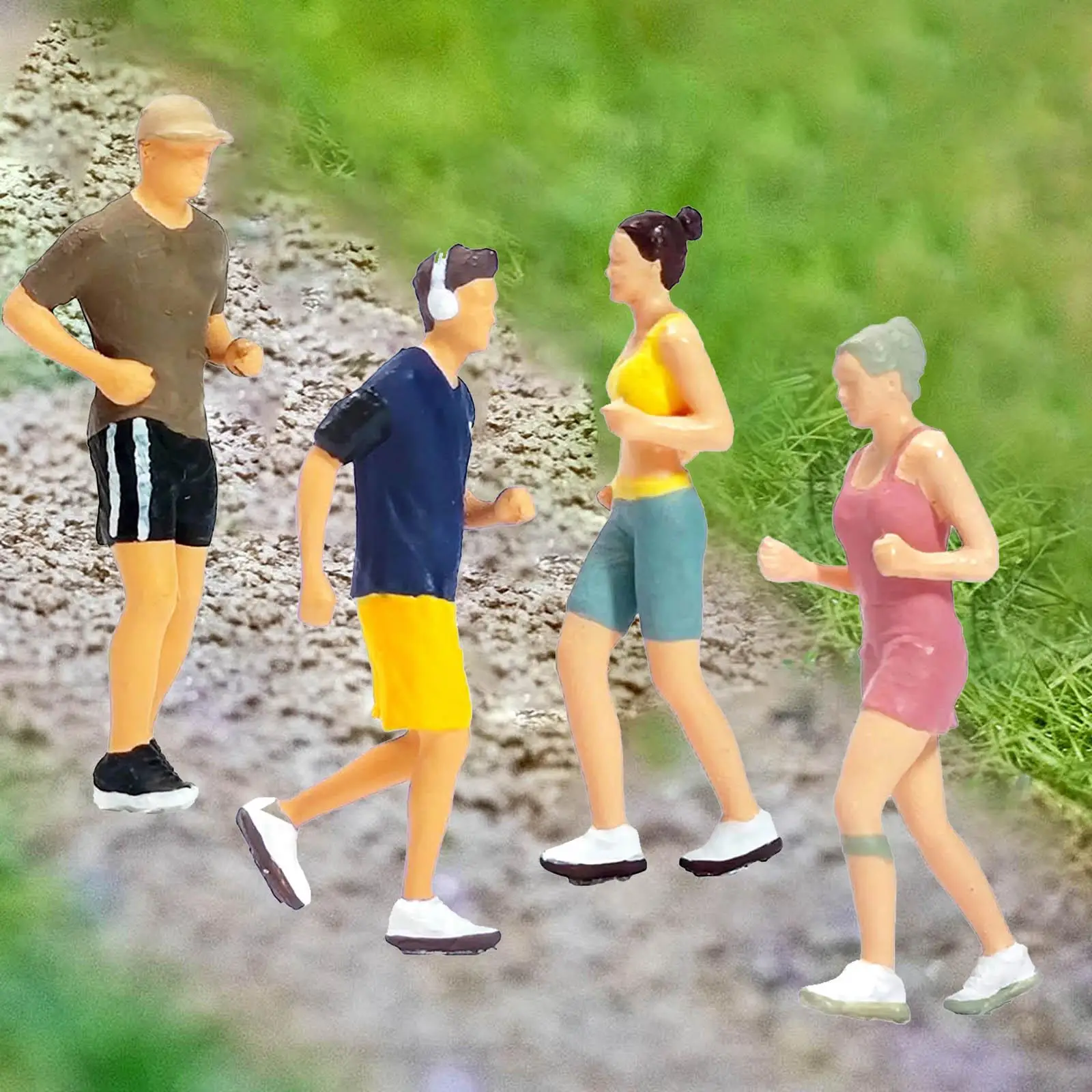Sport Resin Figures of People Decor 1:87 Miniature Painted Figure Outdoor 1:87 Figures for Station Railway Layout Architectural