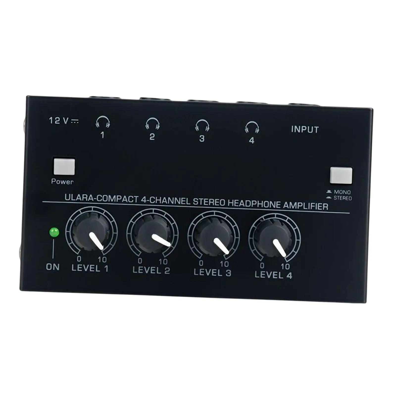 Compact Stereo Headphone Amplifier Stereo Audio Amplifier 4 Channels Low Noise Headphone Splitter Amplifier for Studio and Stage