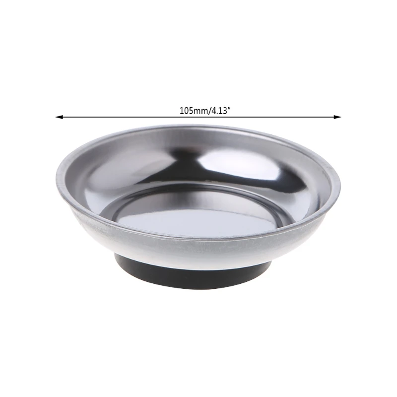 Round Magnetic Parts Tray Bowl Dish Stainless Steel Garage Holder Tool Organizer technician tool bag