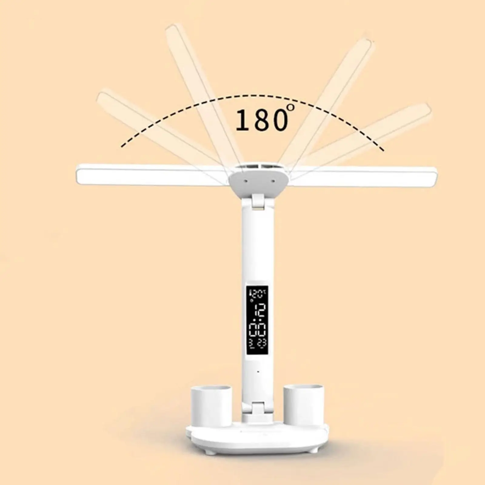 LED Desk Lamp Rechargeable with Clock Date Temperature Table Lamp Dorm