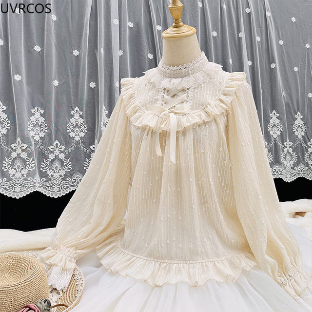 Chemise Victorienne Gothique Dentelle - Manches Longues évasées - Style Lolita Ou Cosplay - 100% Polyester - 6
