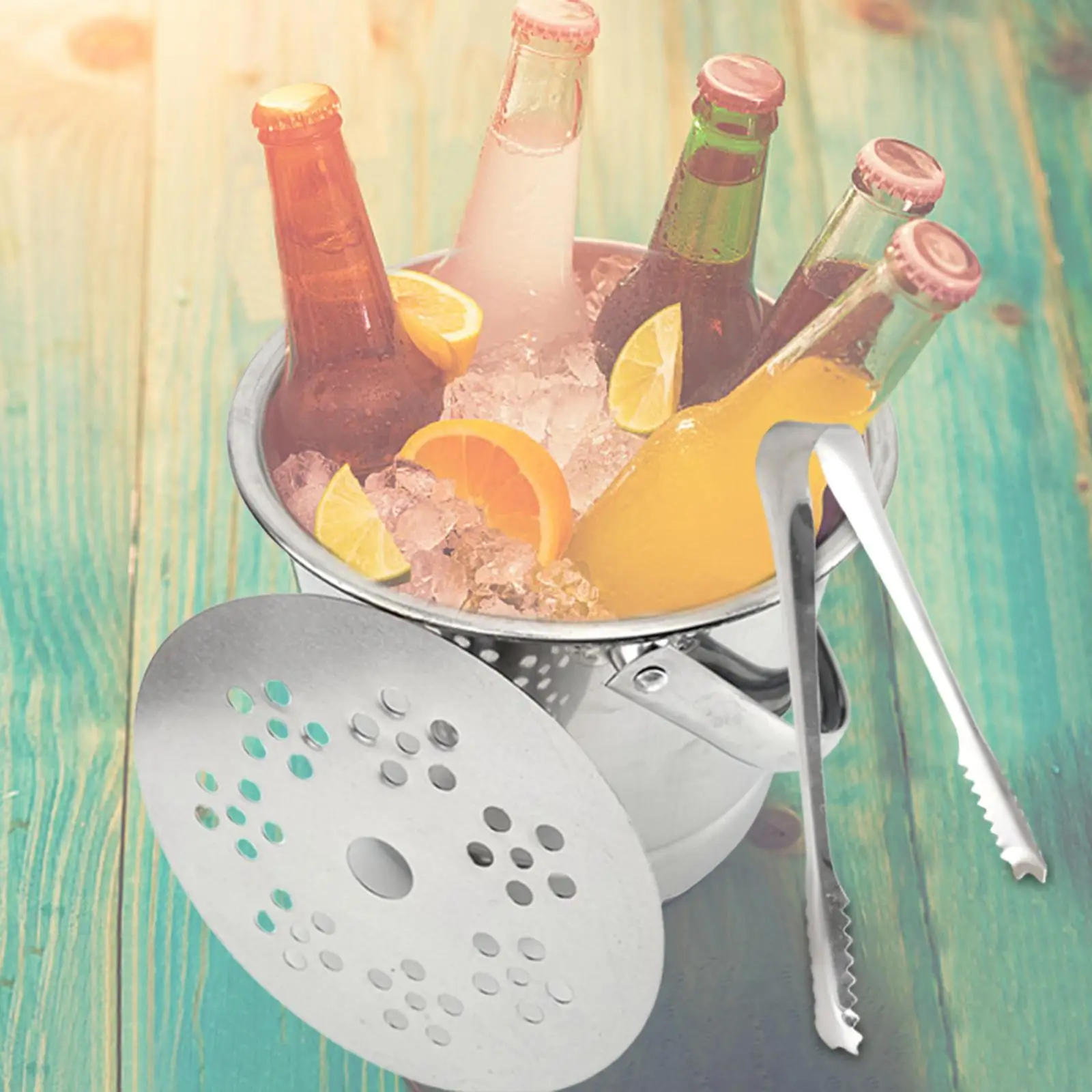 Ice Bucket Portable with Tong and Strainer Keep Ice cooling Longer Wine Cooling