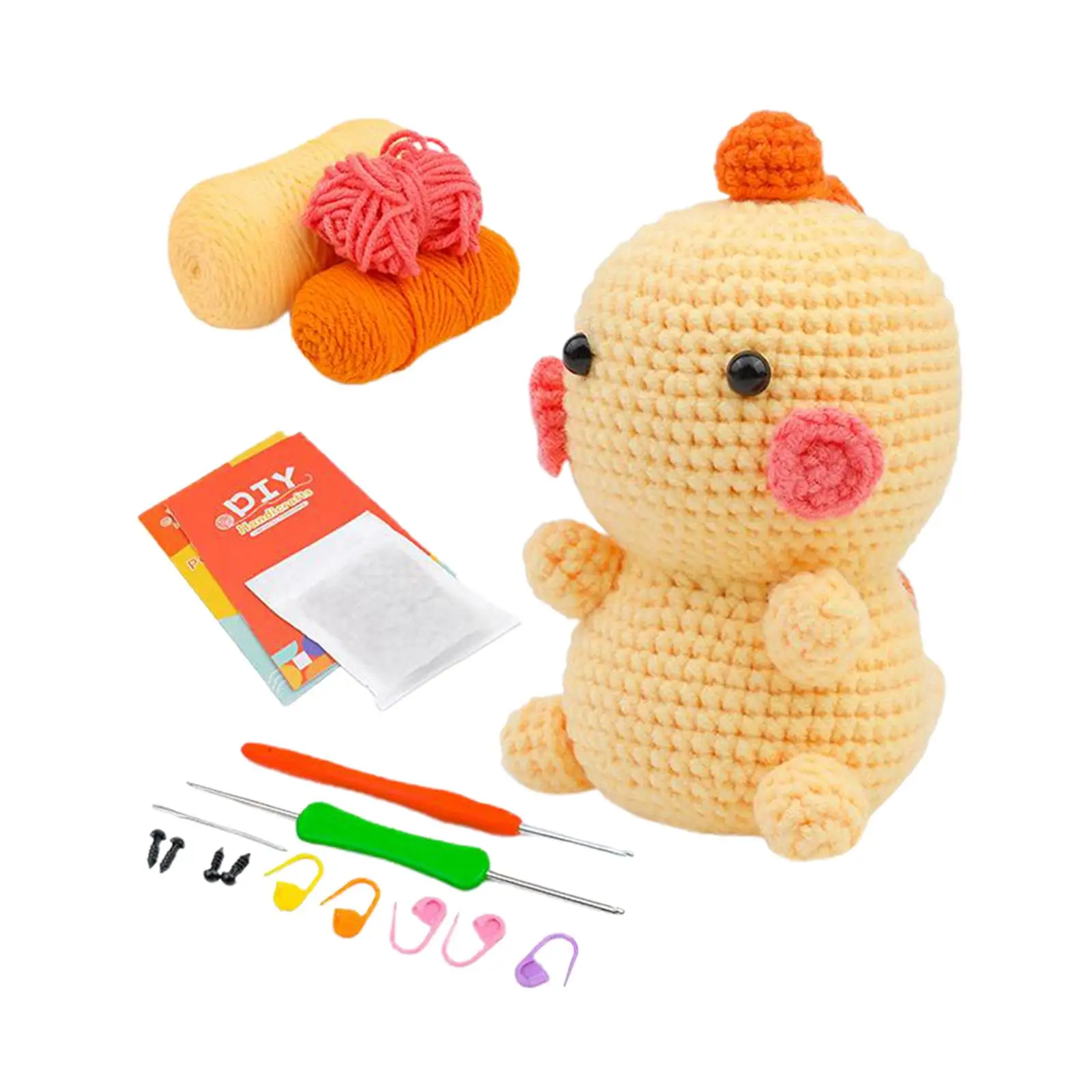 Crochet Animal Kit Includes Yarn, Hook Crochet Kit for Beginners Dinosaur Doll Material Package for Knitting Lover Kids Adults