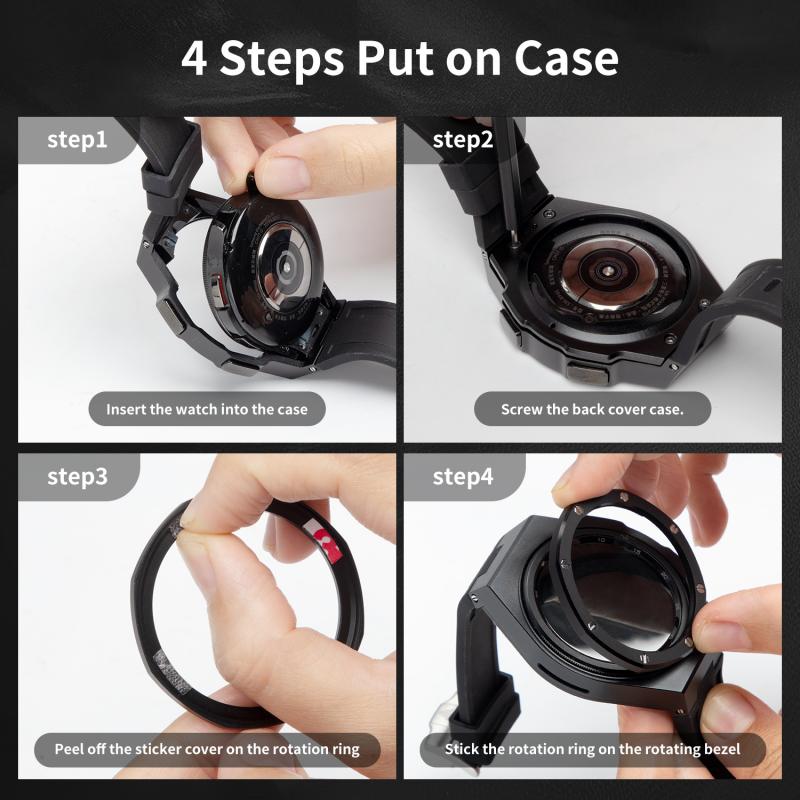 Modification Kit Case For Samsung Galaxy Watch6 Classic 47mm 43mm Stainles Steel Metal Strap Bracelet Galaxy6Classic Rubber Band