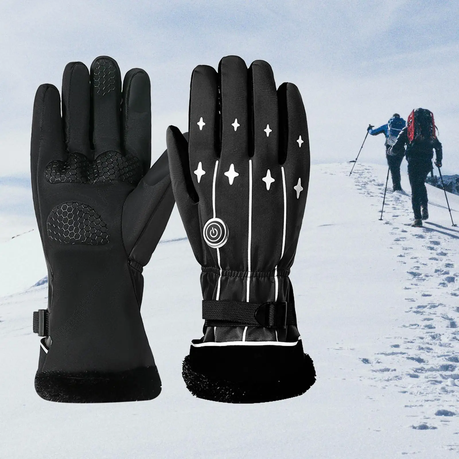 Electric Battery Heated Gloves Touch Screen Windproof for Outdoor Sports Ski