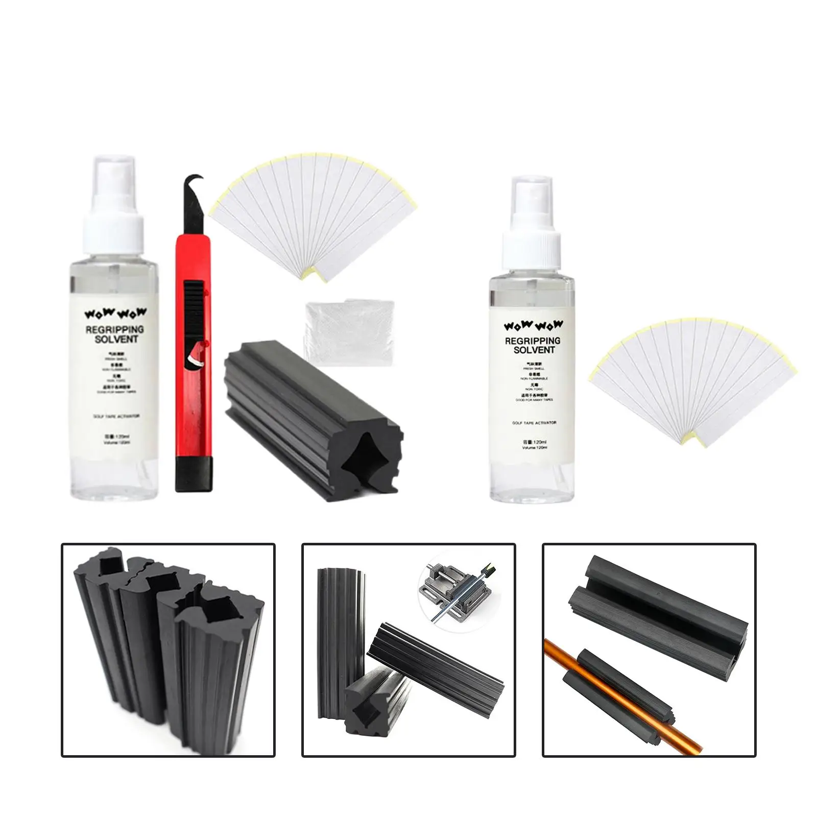 Golf Club Grip Kit Repair Spray Solvent Replacement Double Sided Adhesive Tape Tool Set