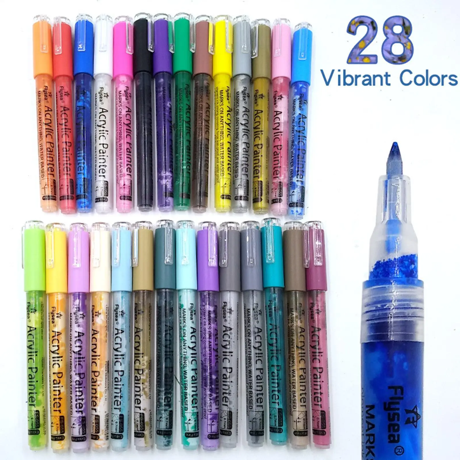 Acrylic Paint Pens 0.7mm 28 Colors Glass Markers Scrapbooking Writing Pens