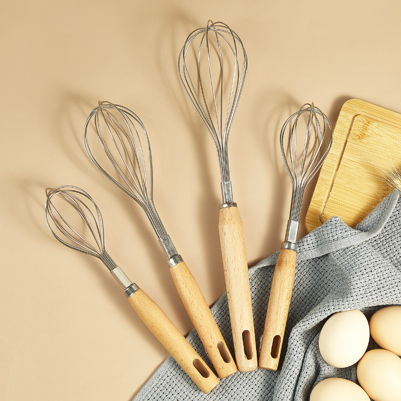 Description Picture 4 of itemManual Egg Beater Wooden Handle Mixer Egg Beaters Whisk Kitchen Gadgets Egg Cream Stirring Kitchen Baking Pastry Tools