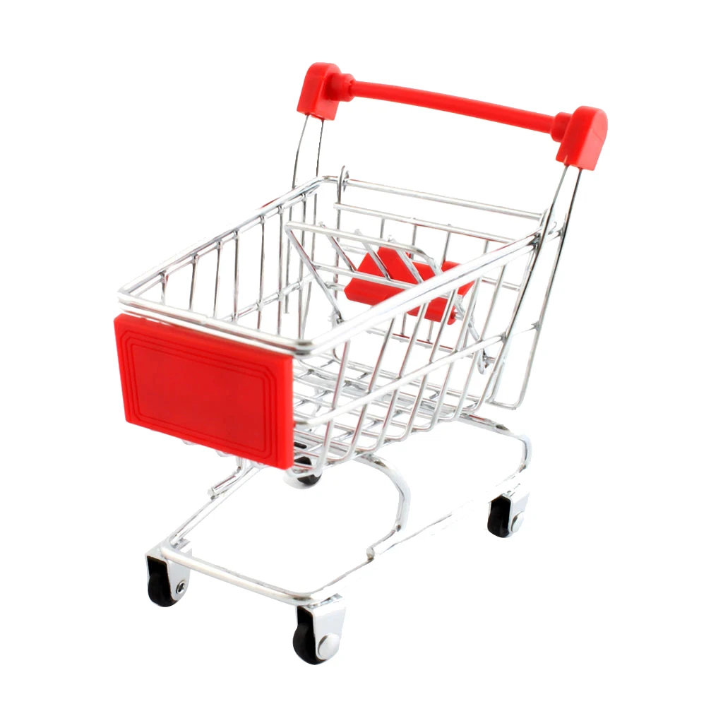Mini Supermarket Shopping Cart Trolley Toy Phone Jewelry Holder Stand Mini Storage Cart