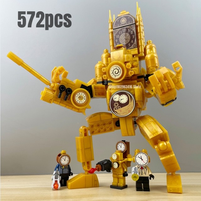 MOC for Lego Skibidi Toilet Golden Titan Timekeeper Model Building Blocks  Kids Educational Toys